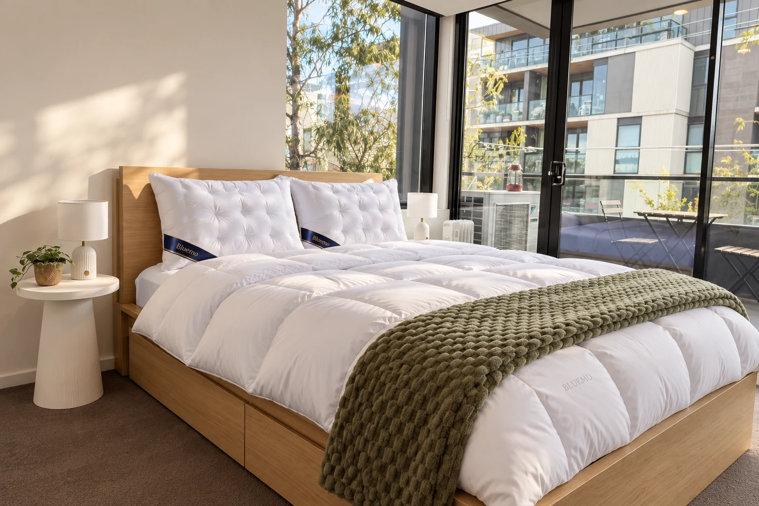 Styled Billow pillow and quilt collection in a light-filled Melbourne apartment